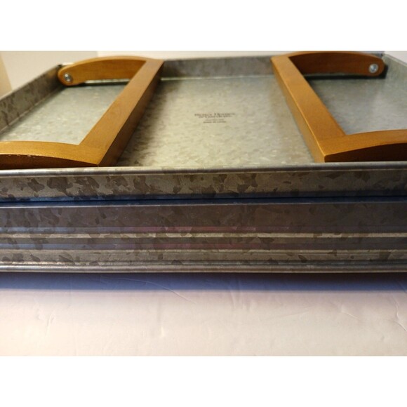 Better Homes & Garden Galvanized Steel Rectangular Serving Tray Wood Hand/legs - Picture 13 of 16